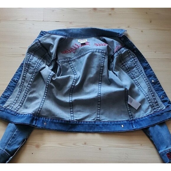 True Religion Jimmy Blue Denim Jean Trucker Jacket Womens Size Small - Picture 12 of 12